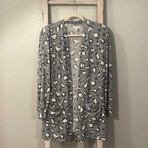 Maurices Gray Animal Print Cardigan